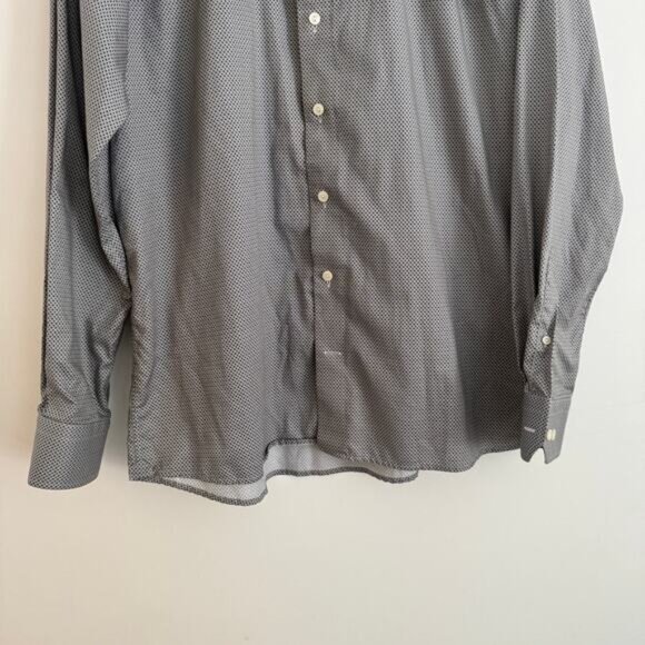 ETON Gray Diamond Patterned Collard Button Up Shirt Sz 44 17 1/2 - Picture 4 of 8